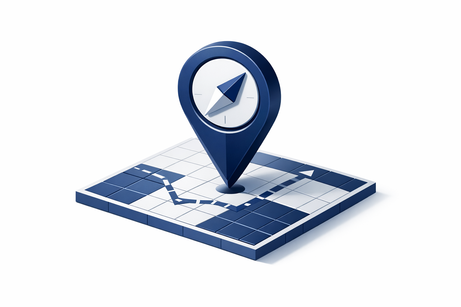isometric A stylized geometric compass or waypoint marker floating above a grid map Represents direction guidance and strategy isometric 3D illustrati-1
